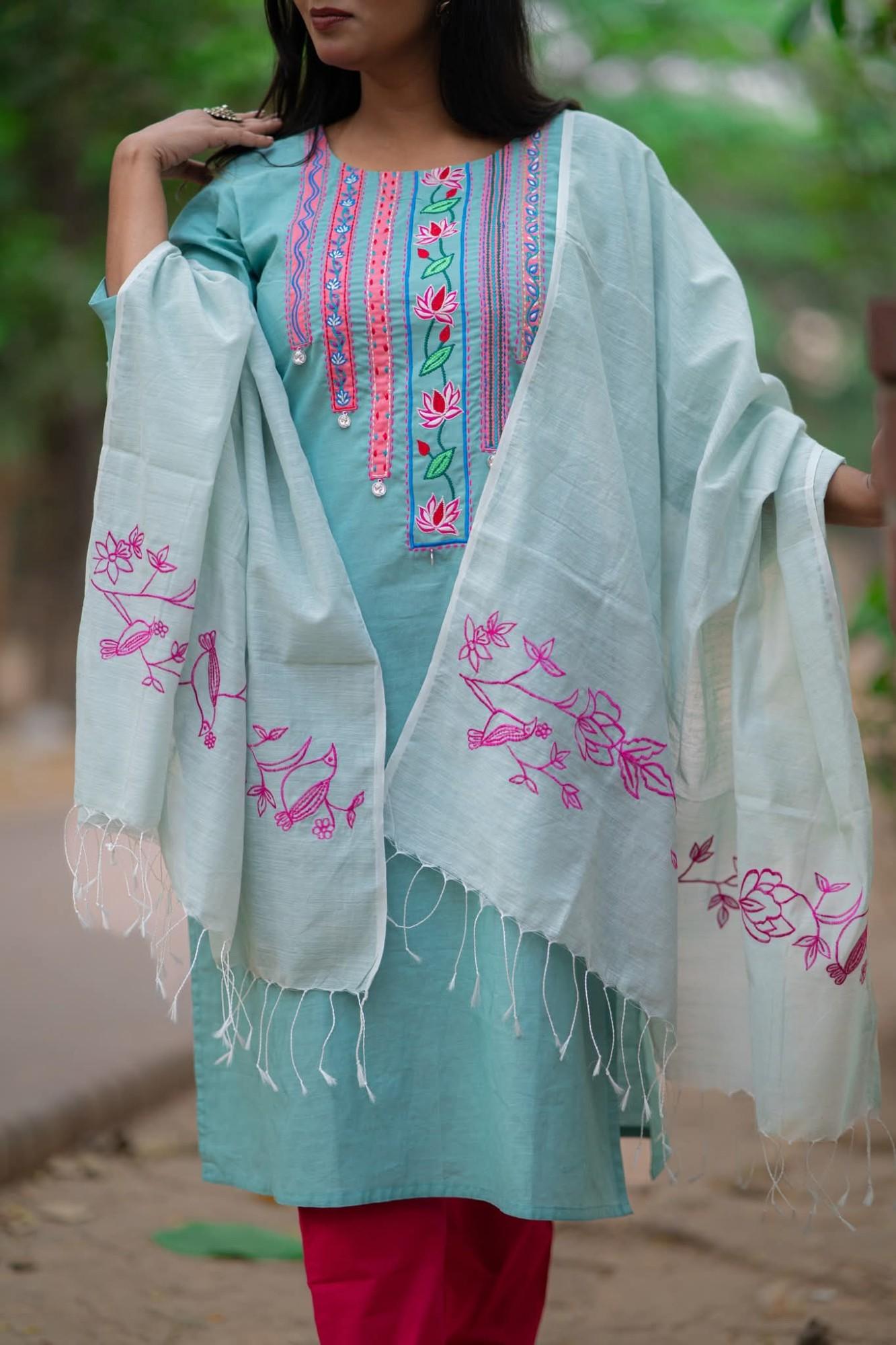 sky blue three piece
