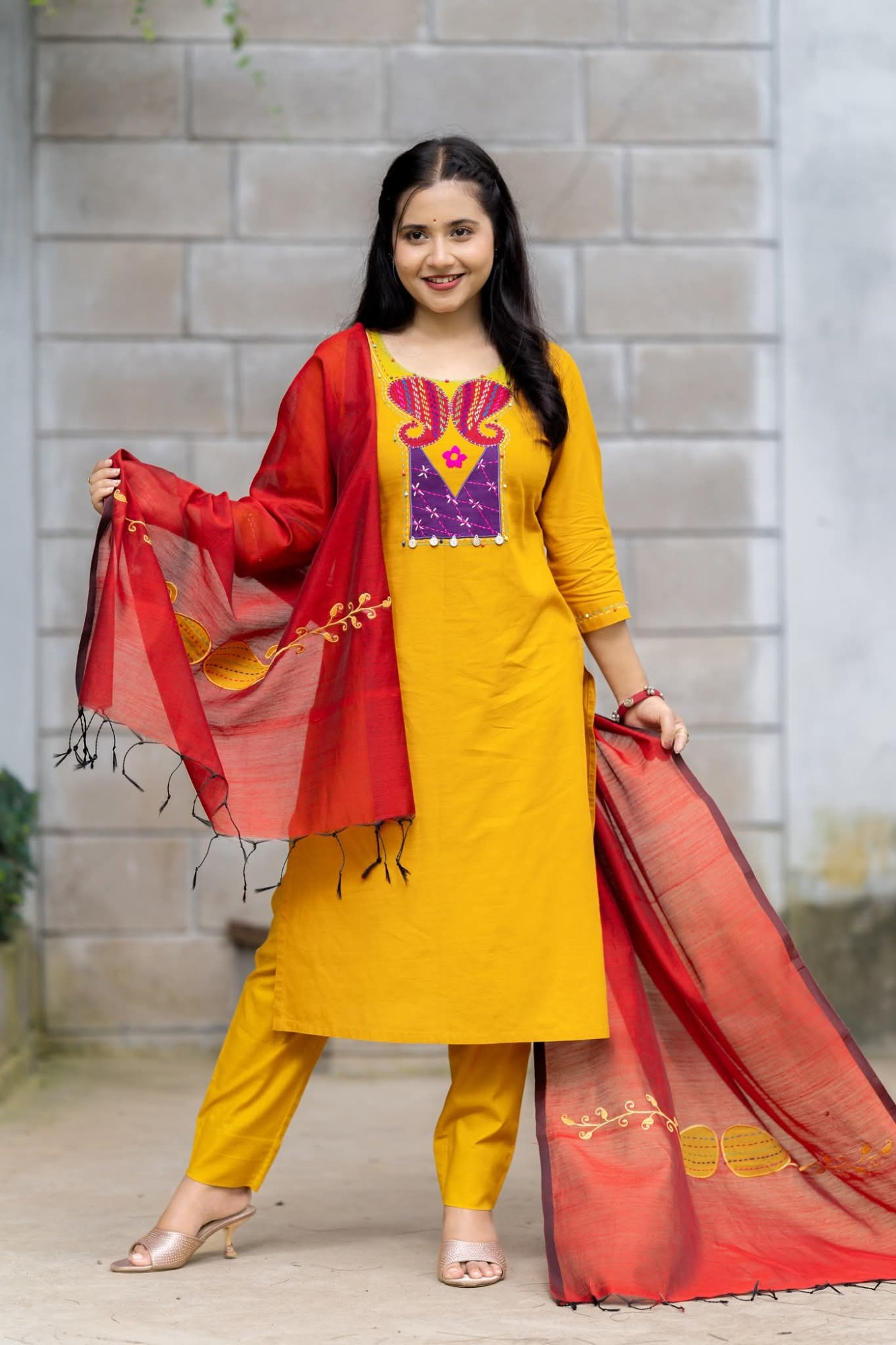 yellow three piece